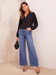Friends Like These Black V-Neck Long Sleeve Button Blouse - Image 2 of 4