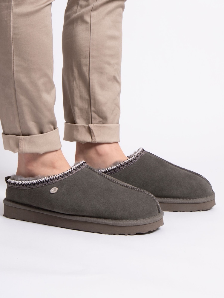 Gris - Just Sheepskin Mens Miles Swept Back Mule Slippers - Imagen 1 de 5 Gris - Just Sheepskin Mens Miles Swept Back Mule Slippers - Imagen 1 de 5