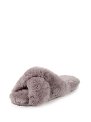 Just Sheepskin Ladies Daisy Just Sheepskin Cross Over Slider Winter Slippers - Image 3 of 5