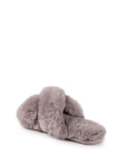 Just Sheepskin Ladies Daisy Just Sheepskin Cross Over Slider Winter Slippers - Image 4 of 5