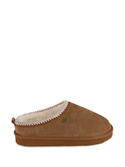 Just Sheepskin Brown Ladies Erin Swept Back Mule Slippers - Image 2 of 5
