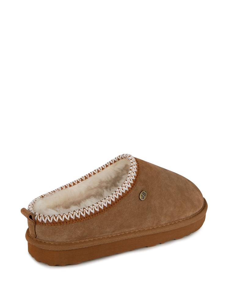 Just Sheepskin Brown Ladies Erin Swept Back Mule Slippers - Image 4 of 5