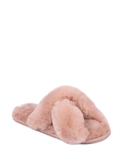 Just Sheepskin Ladies Daisy Just Sheepskin Cross Over Slider Winter Slippers - Image 3 of 5
