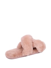 Just Sheepskin Ladies Daisy Just Sheepskin Cross Over Slider Winter Slippers - Image 4 of 5