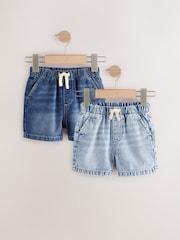 Bleu clair/bleu moyen - Denim Pull On Shorts 2 Pack (3mths-7yrs) - Image 1 de 6