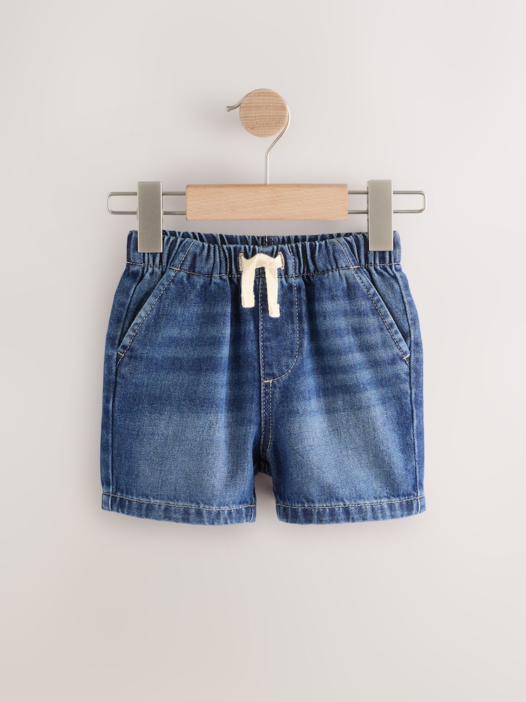 Bleu clair/bleu moyen - Denim Pull On Shorts 2 Pack (3mths-7yrs) - Image 2 of 6