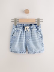 Bleu clair/bleu moyen - Denim Pull On Shorts 2 Pack (3mths-7yrs) - Image 4 de 6