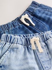 Bleu clair/bleu moyen - Denim Pull On Shorts 2 Pack (3mths-7yrs) - Image 6 de 6