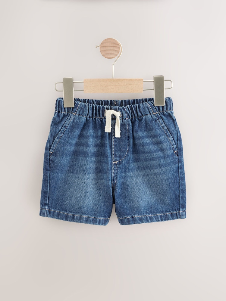 Bleu moyen - Short à tirer Denim (3mths-7yrs) - Image 1 of 4