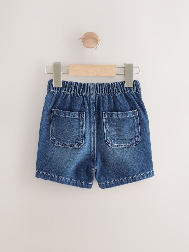 Bleu moyen - Short à tirer Denim (3mths-7yrs) - Image 2 of 4