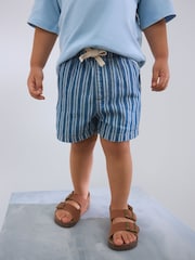Mid Blue Stripe Denim Pull On Shorts (3mths-7yrs) - Image 2 of 8