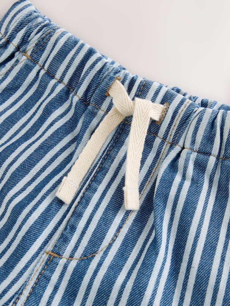 Mid Blue Stripe Denim Pull On Shorts (3mths-7yrs) - Image 8 of 8