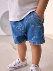 Mid Blue Print Denim Pull On Shorts (3mths-7yrs) - Image 1 of 8