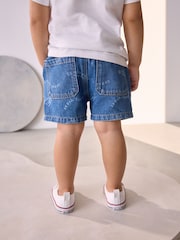 Mid Blue Print Denim Pull On Shorts (3mths-7yrs) - Image 3 of 8