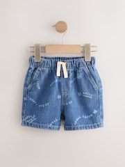 Mid Blue Print Denim Pull On Shorts (3mths-7yrs) - Image 5 of 8