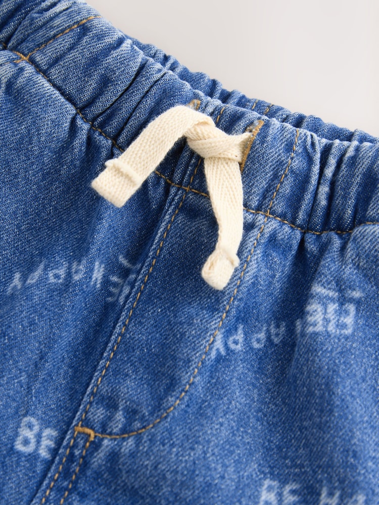 Mid Blue Print Denim Pull On Shorts (3mths-7yrs) - Image 8 of 8