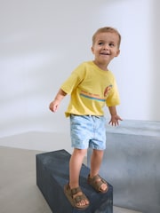 Light Blue Checkerboard Denim Pull On Shorts (3mths-7yrs) - Image 2 of 3
