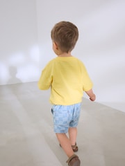 Light Blue Checkerboard Denim Pull On Shorts (3mths-7yrs) - Image 3 of 3