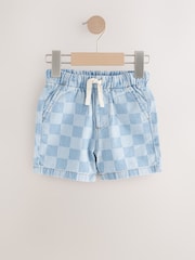 Hellblaues Schachbrettmuster - Denim-Shorts zum Überziehen (3Monate -7Jahre) - Bild 4 von 7