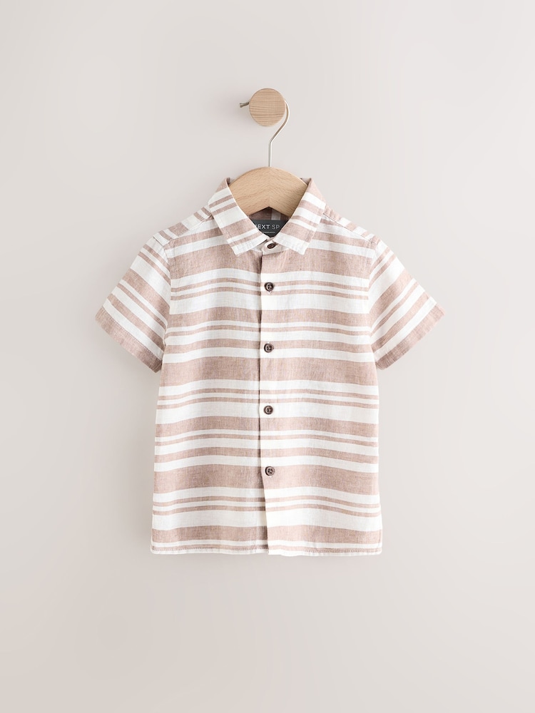 Stone Stripe Linen Short Sleeve Shirt - Image 1 of 3