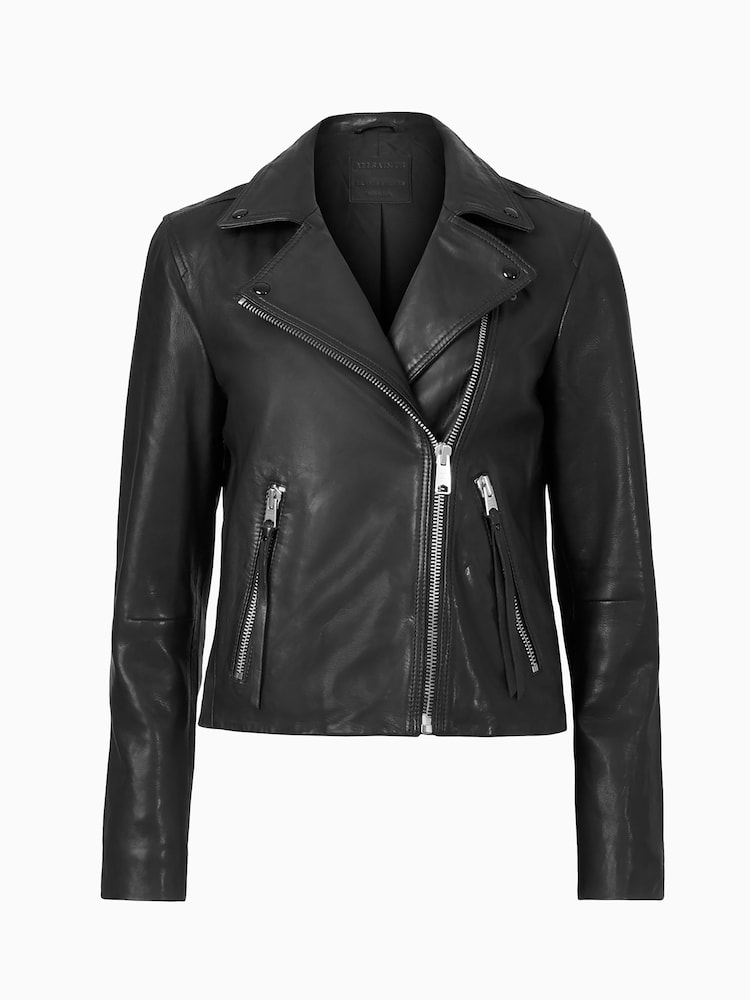 AllSaints Black/Silver Dalby Biker Jacket - Image 10 of 10