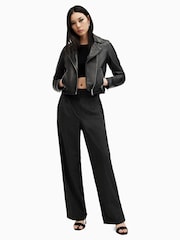 AllSaints Black/Silver Dalby Biker Jacket - Image 3 of 10