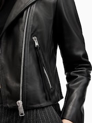 AllSaints Black/Silver Dalby Biker Jacket - Image 7 of 10