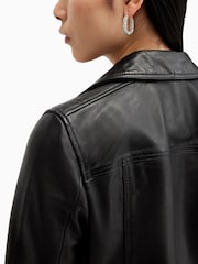 AllSaints Black/Silver Dalby Biker Jacket - Image 8 of 10