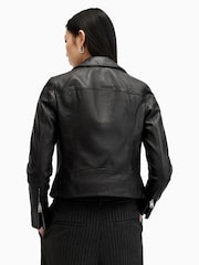 AllSaints Black/Silver Dalby Biker Jacket - Image 9 of 10
