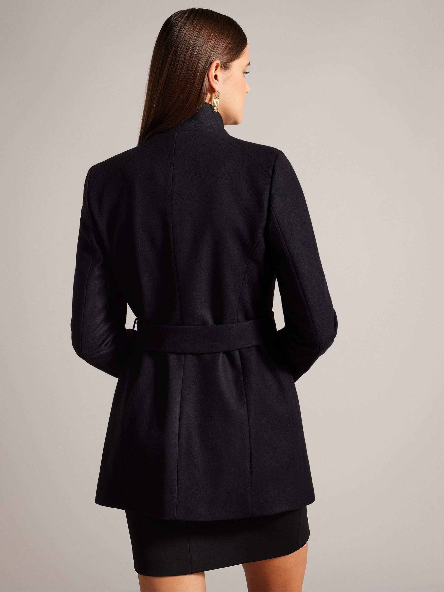 Black short wrap coat store