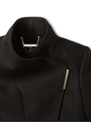 Ted Baker Black Rosess Short Belted Wool Wrap Coat - Image 6 of 8