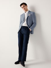 Blue Slim Fit Soft Touch Textured Jersey Blazer - Image 2 of 6
