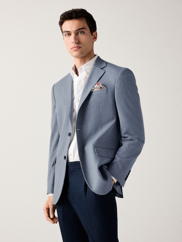 Blue Slim Fit Soft Touch Textured Jersey Blazer - Image 2 of 6