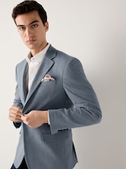 Blue Slim Fit Soft Touch Textured Jersey Blazer - Image 3 of 6