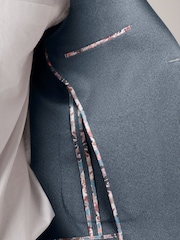Blue Slim Fit Soft Touch Textured Jersey Blazer - Image 6 of 6