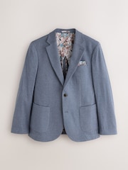 Blue Slim Fit Soft Touch Textured Jersey Blazer - Image 7 of 11