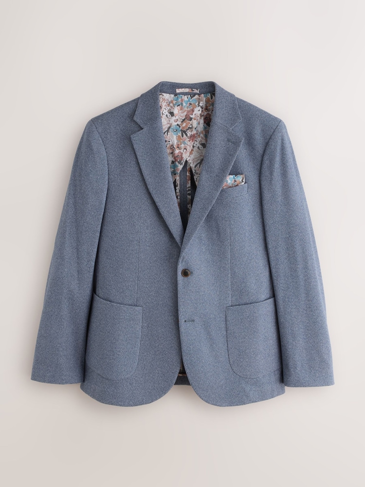 Blue Slim Fit Soft Touch Textured Jersey Blazer - Image 7 of 11