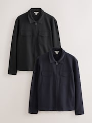Black/Navy Cotton Blend Jersey Shackets 2 Pack - Image 1 of 13