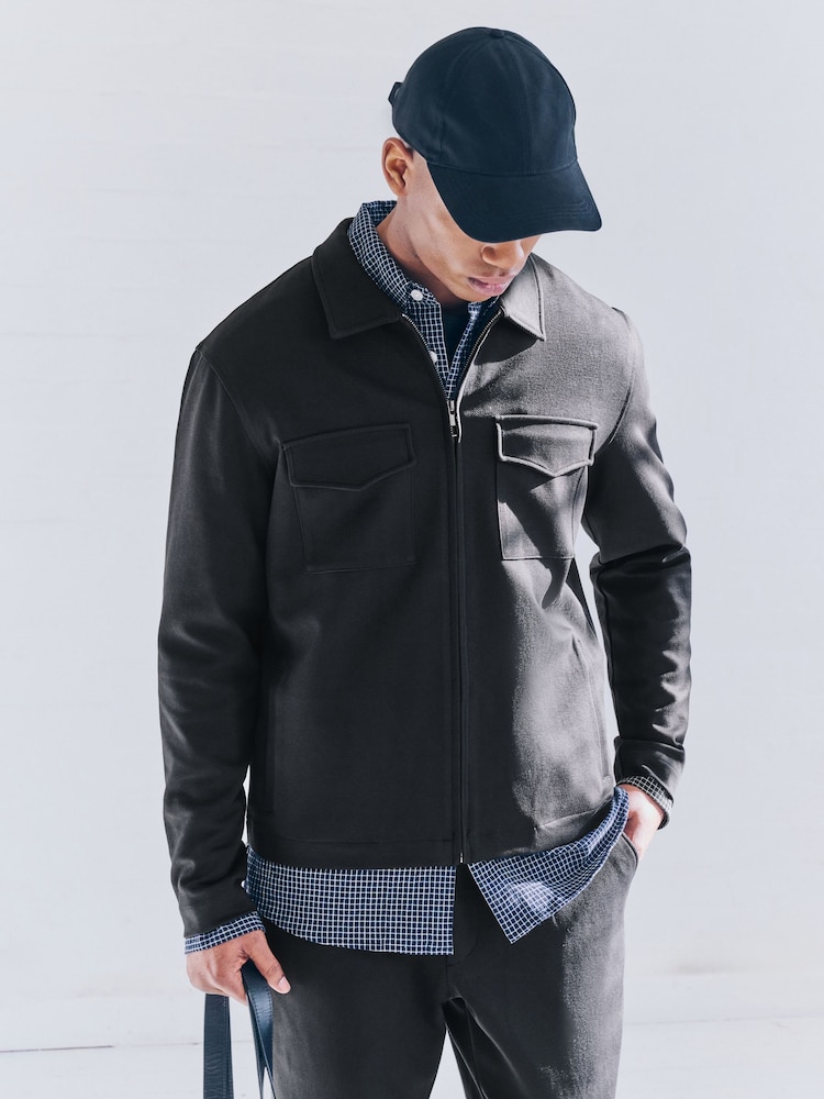 Black/Navy Cotton Blend Jersey Shackets 2 Pack - Image 4 of 13