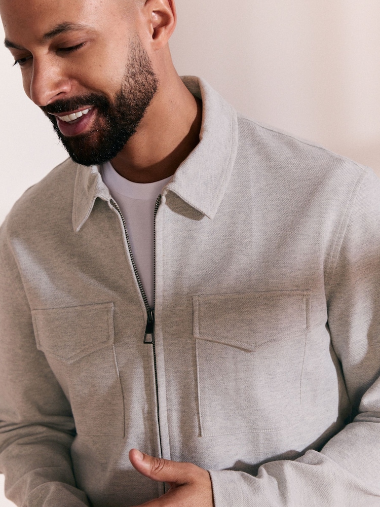 Light Grey Co-ord Jersey Shacket & Trousers 2 Pack Set - Image 4 of 13