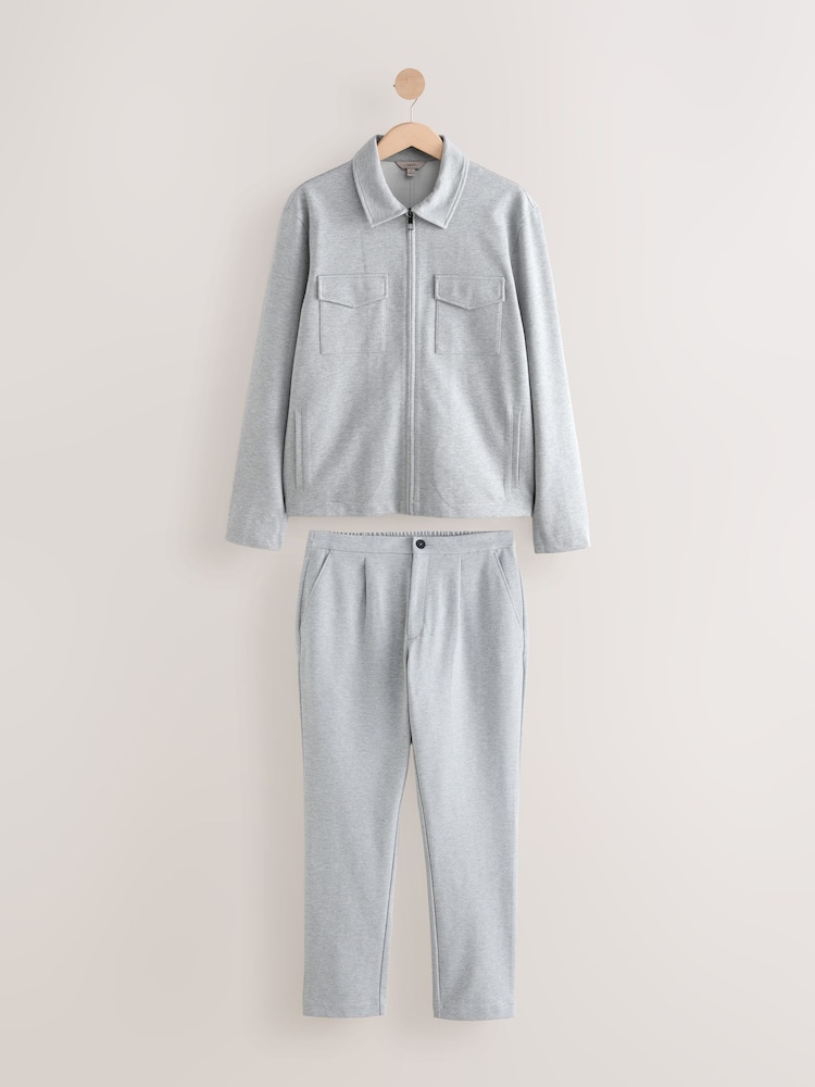 Light Grey Co-ord Jersey Shacket & Trousers 2 Pack Set - Image 6 of 13