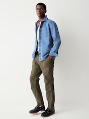 Light Blue 100% Cotton Single Pocket Denim Shacket - Image 2 of 9