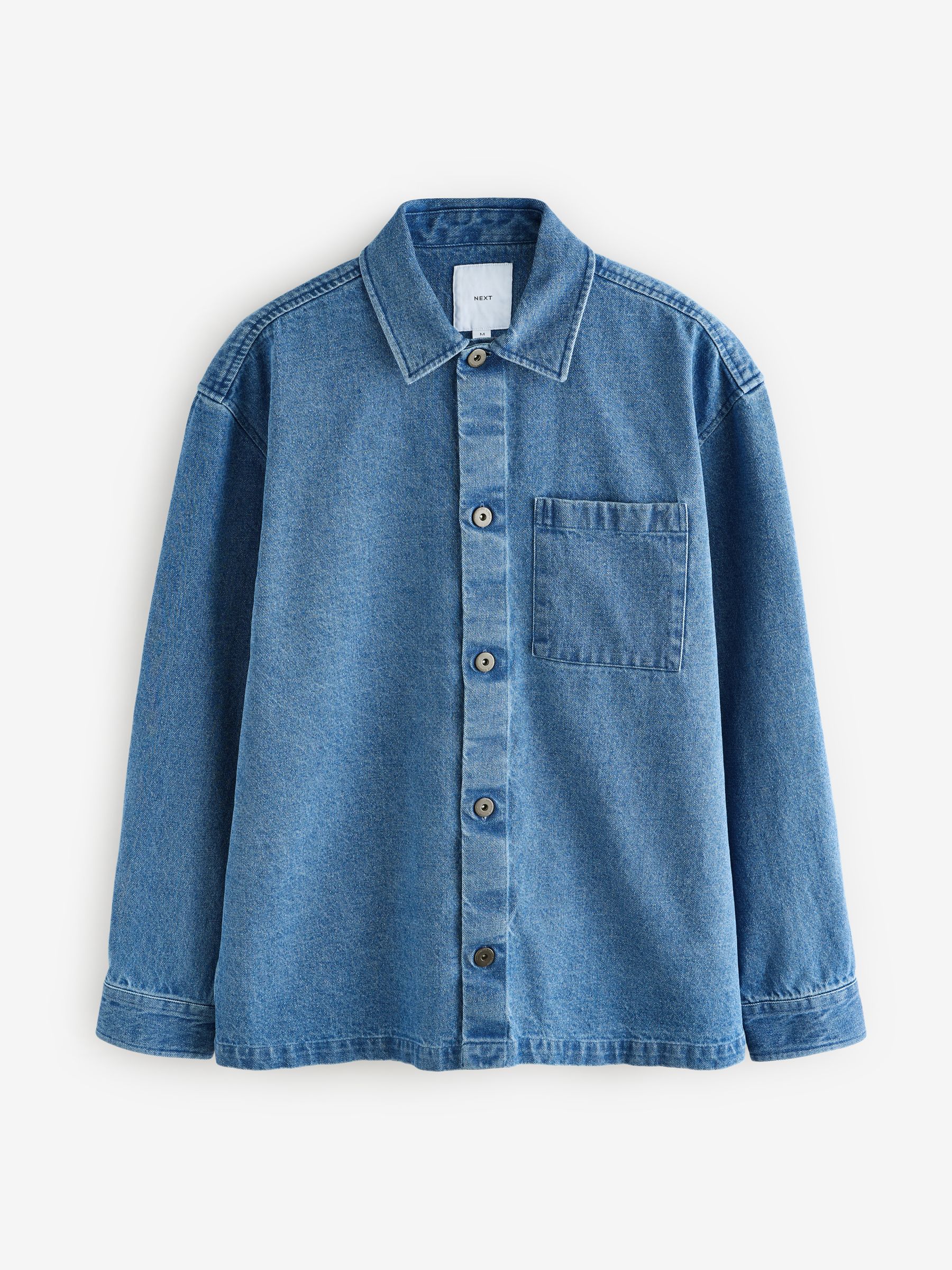EMIS★韓国大人気 [正規品] DENIM SHACKET-BLUE DENIM 男女共用 Buy Light Blue 100% Cotton Single Pocket Denim Shacket from