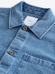 Light Blue 100% Cotton Single Pocket Denim Shacket - Image 9 of 9