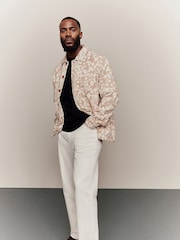 Neutral 100% Cotton Floral Pattern Shacket - Image 3 of 9