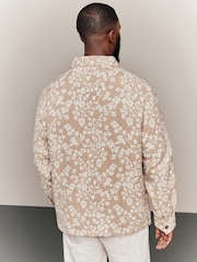 Neutral 100% Cotton Floral Pattern Shacket - Image 4 of 9