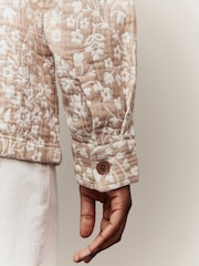 Neutral 100% Cotton Floral Pattern Shacket - Image 5 of 9