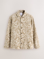 Neutral 100% Cotton Floral Pattern Shacket - Image 6 of 9