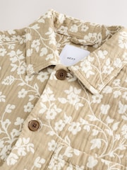 Neutral 100% Cotton Floral Pattern Shacket - Image 8 of 9