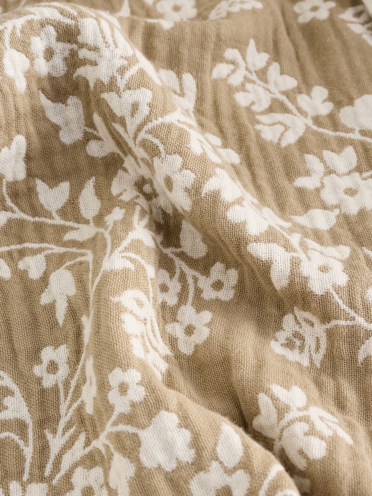 Neutral 100% Cotton Floral Pattern Shacket - Image 9 of 9